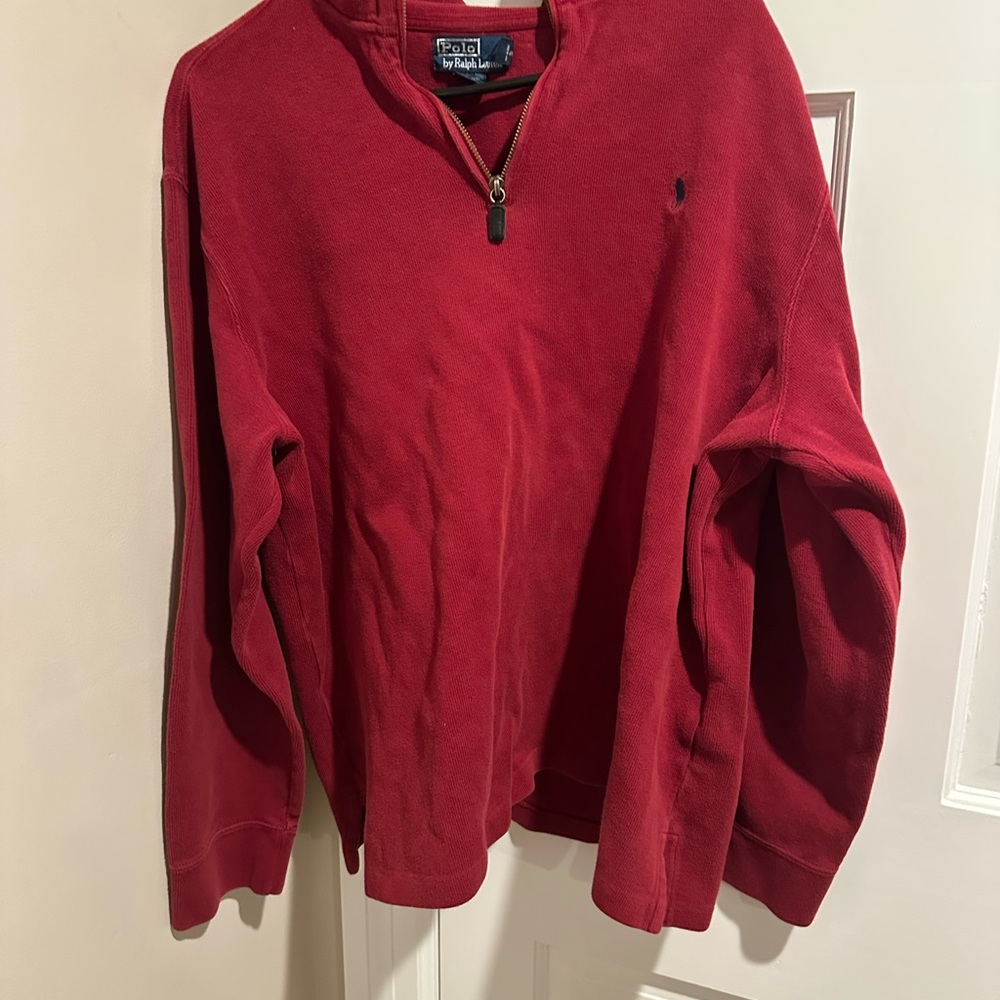 Ralph Lauren Men's Zip-Up Burgandy Sweater
